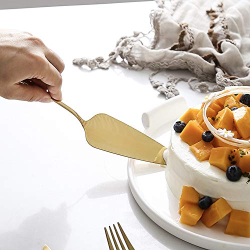 Pie Cake Server Set Stainless Steel Cake Cutter Pie Cake Slice Dessert Server Cutter Pizza Shovel Tart Dessert Slicer Server 6 Pack - color: Gold