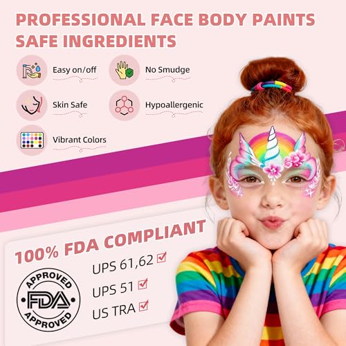 WUO Professional Face Painting Kit for Kids, 12x10g Split Cake Palette - color: Classic