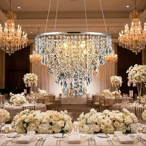 Cake Stands Faux Acrylic Crystal Chandelier Style Drape Suspended Cake Swing for Wedding Event Party Decoration (D17.7 inch, Acrylic) - color: Acrylic, size: D17.7 inch