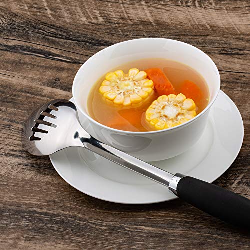 Stainless Steel Slotted Spoon, 12.9-Inch, Black Handle - color: B-Silver Spoon