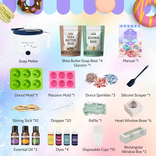 PIUH Donut & Macaron Soap Making Kit for Adults Begineer DIY Creative Soap