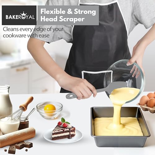 BakeRoyal Silicone Spatula Set, 600°F Heat Resistant, 4 Piece BPA-Free Food Grade Silicone Kitchen Utensils Set for Baking, Cooking & Mixing, Non Stick Silicone Cooking Utensils Set - Gray - color: Gray