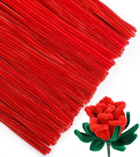 IOOLEEM Pipe Cleaners, 200pcs Bright Red Chenille Stems Bulk for Crafts - color: Bright Red, size: 200 Count