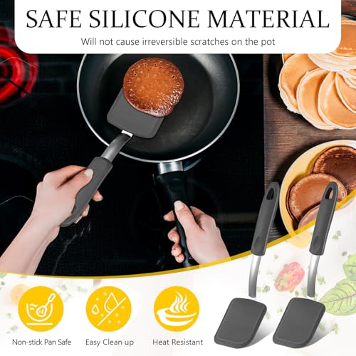 2Pcs Mini Silicone Cookie Brownie Spatula, Solid Flat, Grey - color: Gray, style: Solid Flat