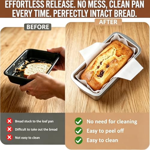 Parchment Paper 9x5 Inch Loaf Pan Liners for Bread Baking, 50 Pack - color: White
