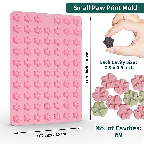 Mini Paw Print Silicone Molds, 69 Cavities - color: Paw