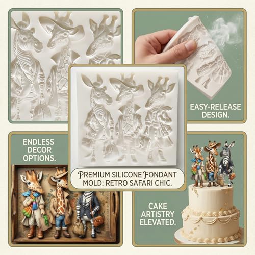 Giraffe Silicone Mold for Fondant Cupcake Toppers Dessert Candy - color: Giraffe Silicone Molds