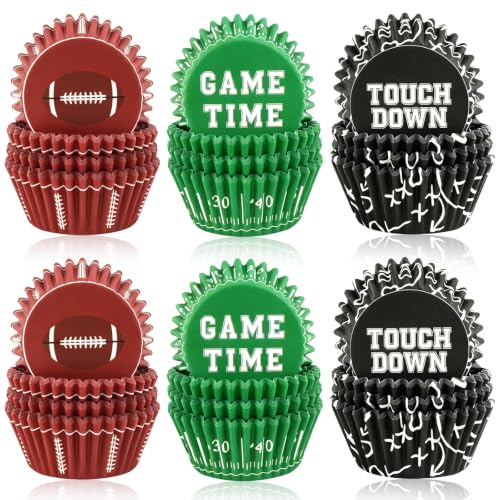 SANNIX 450pcs Football Cupcake Liners Baking Cups Rugby Cupcake Wrappers - style: Football