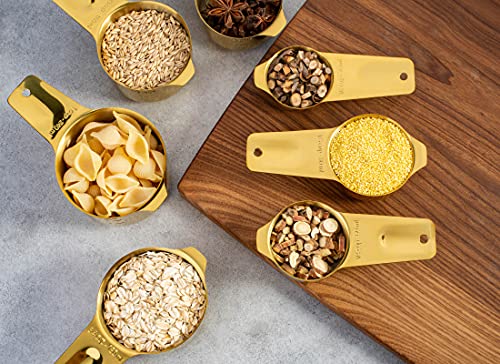 7-Piece 18/8 Stainless Steel Measuring Cups Set, Gold - color: Gold, size: 7 Piece