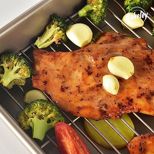 13 Inch Baking Pan With Rack Carbon Steel Nonstick Tray for Oven Roasting - size: 13 Inch Deep