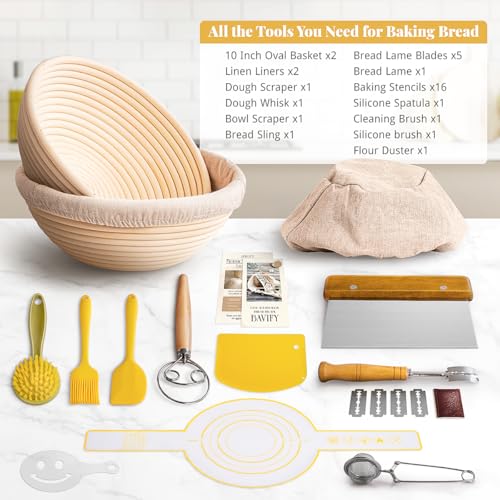 BAVIFY Sourdough Starter Kit, Banneton Bread Proofing Baskets Set