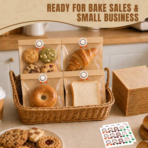 100 Pack Cookie Bags with Window, 5.7 x 6.5 In Heat Sealable Cookie Sleeves - size: 5.7 x 6.5 inch