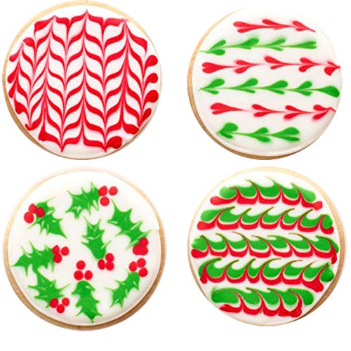 Artcome Christmas Series Cookie Decorating Tool Set, 11 Pcs Circle Cookie Cutters, 6 Pcs Easy Squeeze Write Bottles and 6 Pcs Sugar Stir Needles for DIY Decorating Cookies and Cakes