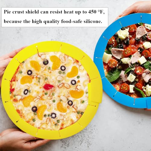 Adjustable Pie Crust Shields Baking Protectors, Silicone Cover Ring Fits 8-11.4 Inch Pies, Baking Pie Pizza Crust Shield Protector Cover for Edges (Yellow-1pcs) - color: Yellow-1pcs