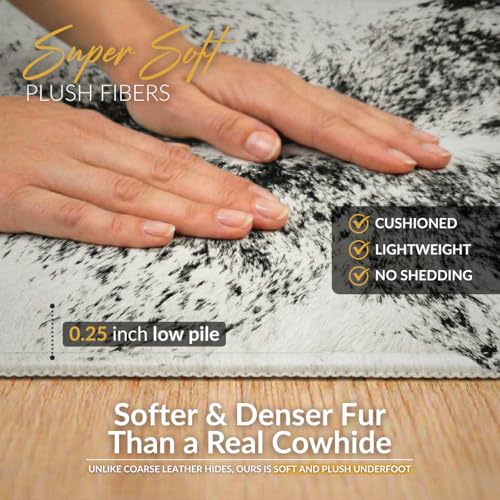 Faux Cowhide Rug 4'3"x5'7" - Gray Cow Print Rug, Washable, Non-Shedding - color: Grey, size: 4'4" x 5'8" (Medium)