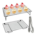 2-Pack 16.9x11inch Cooling Rack with Collapsible Legs & Food Tongs