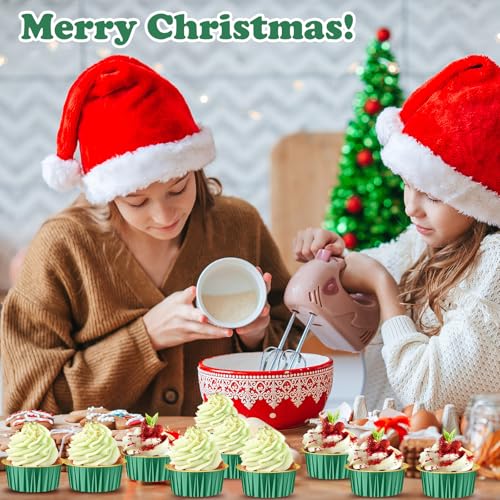Gejoy 400 Pcs Aluminum Foil Baking Cups with Lids, Classic, Dark Green,Gold - color: Dark Green,Gold, size: Classic