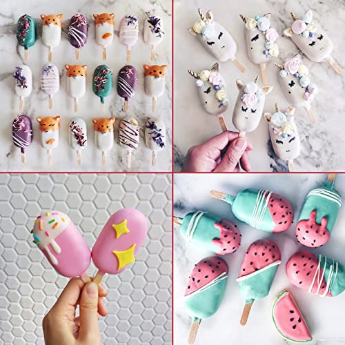 Sakolla Popsicle Silicone Mold with 50 Pcs Wooden Sticks - size: 1 Pc Large - White