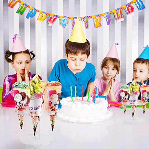 YestBuy 2 Pack Ice Cream Cone Holder Stand Cupcake Stand with 8 Holes Capacity Clear Clear Acrylic Cone Display Stand Weddings Baby Showers Birthday Parties Anniversaries Christmas Snack Tray - size: 8-Holes