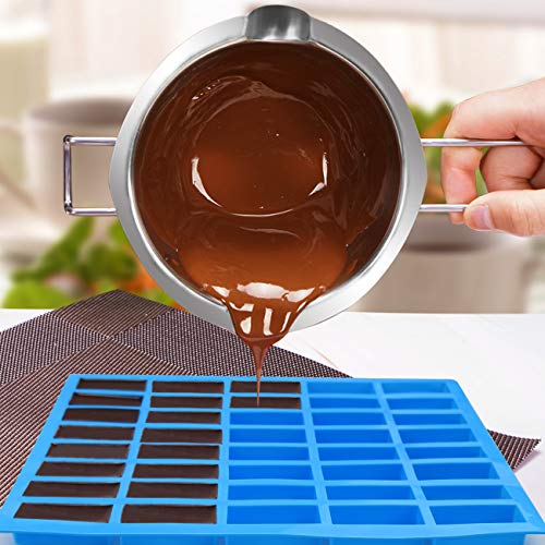 Mity rain 40 Cavities Rectangle Silicone Mold - Caramel Candy Trays Molds for Chocolate Truffles, Ganache, Jelly, Praline, Ice Cube Tray, Gummy(blue) - color: 1PC