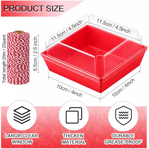 Jetec 150 Charcuterie Boxes with Clear Lids 4" Bakery, Red - color: Red