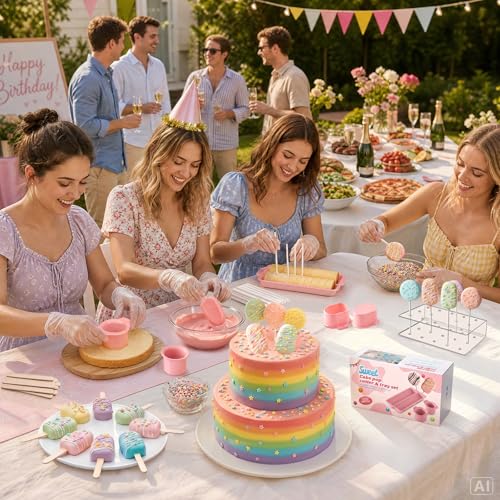 Cake Pop Mold Set, Cake Pop Kit, Cakesicle Cutter, 354 Pcs Cake Pop Accessories, Perfect for Making Cake Pops and Ice Cream-Shaped Cakes—ideal for Halloween, Christmas, And Parties - color: Pink