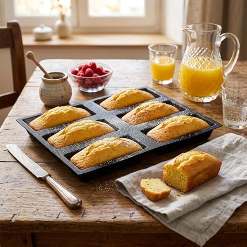 Dioycli Bread Loaf Pan for Baking Silicone Rectangular Bread Pan, 6-Cavity - size: 6 Rectangular Cavities