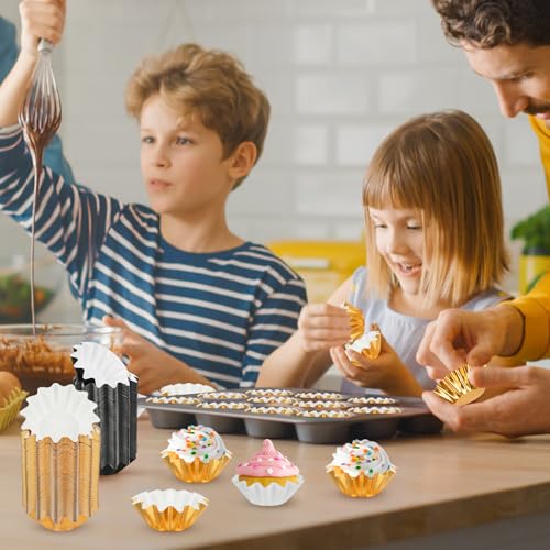 100 PCS Baking Cups Cupcake Liner Flared Brioche Muffin Wrappers (Gold) - color: Gold, size: 100pcs