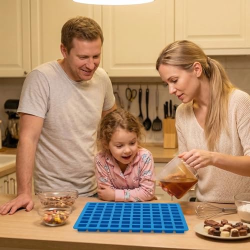 252 Cavity Square Silicone Candy Molds - Gummy Molds with Droppers, 2-Pack Flexible Chocolate Molds for Gummies, Hard Candy, Caramels, Ice Cubes, BPA Free Non-Stick Baking Molds - color: 252 Cavity Square Candy Molds