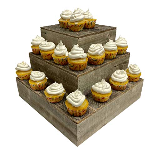 BARNWOODUSA Wood Cake Stand Set of 3 Natural Weathered Gray Rustic Wooden - color: Natural Weathered Gray, size: Set of 3