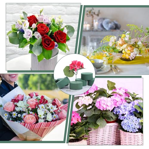 Green Floral Foam Blocks 9Pcs Round Flower Foam Blocks Wet and Dry Foams for Flowers Arrangements 3.1"x 1.5" Wet Dry Florals Foams for Flower Box Florist Home Wedding Birthdays Decoration