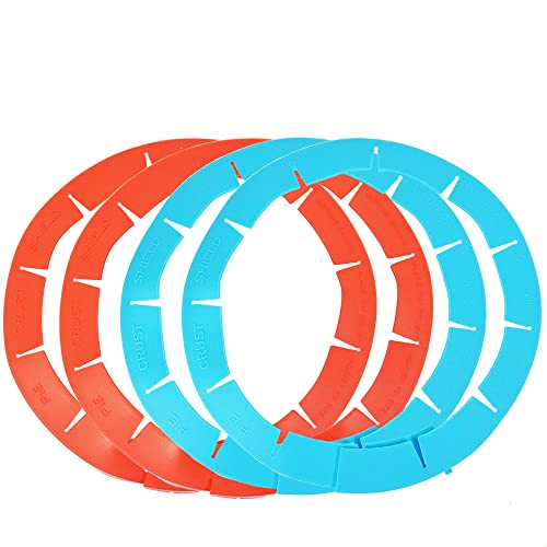 Adjustable Pie Crust Shield Protector Pie Edge Protector Tools Round Silicone Baking Cake Pizza Cover BPA-Free for Halloween Christmas Baking Fits 8-11.5 Inches Pie - color: ZA-Red-2pcs+Blue-2pcs
