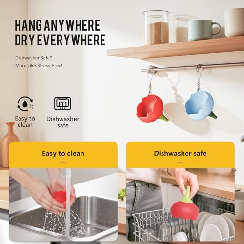 Li & Zhao Kitchen Funnels - 2 PCS Canning Funnels for Kitchen Use Filling Bottles Oil Funnel Silicone Funnel Bottle Liquid Transfer Filling Liquid,Oils,Spices for Bottles,Jar(Red & Blue)