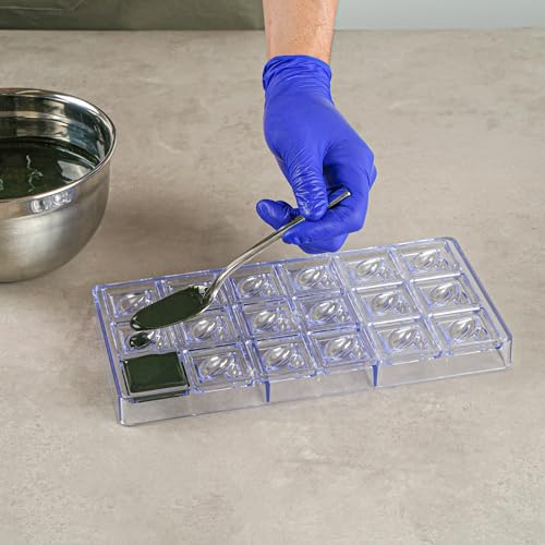 Restaurantware-Pastry Tek 10.8 x 5.3 Inch Chocolate Shaping Mold, 1 Freezable Candy Mold - 18 Cavities, Cocoa Bean-Shaped, Clear Polycarbonate, For Chocolate, Dishwashable, Easy To Release - size: 1 Count | 10.8 x 5.3 Inch, style: Cocoa Bean