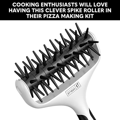 Orblue Pizza Dough Docker Pastry Roller with Spikes, Pizza Docking Tool for Home & Commercial Kitchen - Pizza Making Accessories that Prevent Dough from Blistering, Black - color: Black