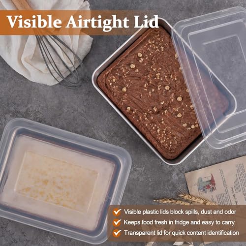 LIANYU Baking Cake Pan with Lid, 9 x 7 Inch Rectangle Lasagna Pans Set of 2 - size: 9 x 6.7 Inch