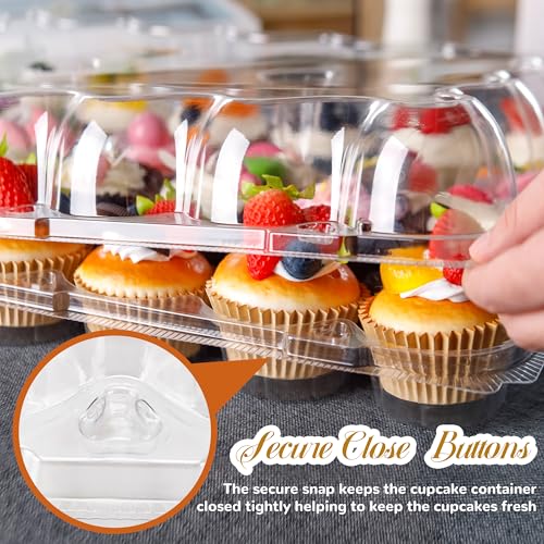 NPLUX 24 Count Cupcake Containers 10 Pack Plastic Cupcake Boxes and Holders
