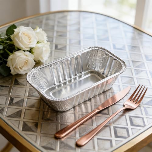 100 Pack 1Lb Mini Aluminum Foil Loaf Pans – 6" x 3.5" x 2" Disposable Small Bread Tins Oven Safe for Baking, Meatloaf, Cake, Holiday Treats, Food Storage & Takeout - size: 6" x 3.5"