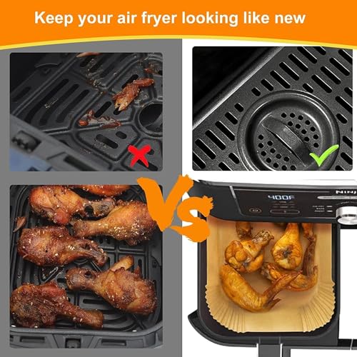 HONYAO 200pcs Rectangle Air Fryer Paper Liners (9'' x 6'' on Top) - size: 8.1 x 5.5 inch