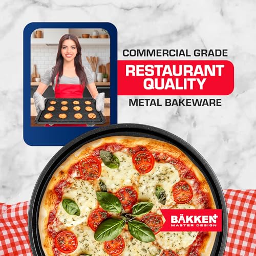 BAKKEN 10-Piece Kitchen Baking Pan Set - Commercial Grade Carbon Steel Bakeware, With Nonstick Coating, Stackable and Space-saving Design, PFOA, PFOS, PTFE Free, Oven Safe (Up To 450°F), Gray Marble - color: Gray Marble, size: 10 Piece Set