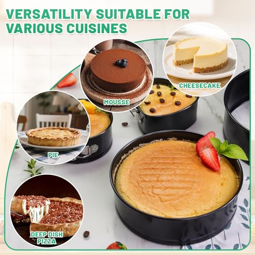 Springform Cake Pan Set,Non-Stick Springform Pans Set of 4 - color: BlackX4