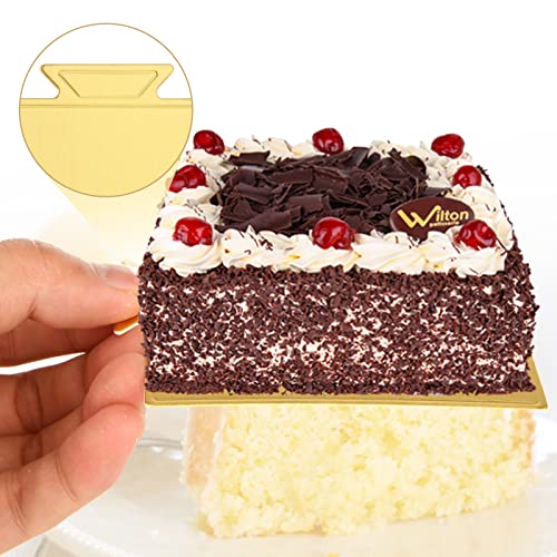MNKNENG 200 Count Mini Cake Boards Square Gold Mousse Cake Base Square Cakes Boards 3.5 Inch Golden Cakes Board for Mousse Cupcake Dessert Displaying
