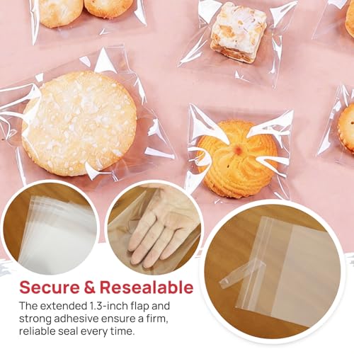 200Pcs 5.5*5.5in Clear Cookie Bags, Self Sealing Cellophane Bags - color: Clear, size: 5.5 x 5.5 inch