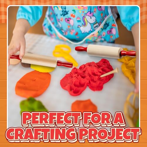 7.5 Inch Mini Wooden Rolling Pins (6-Pack) Kids Play Dough Rolling Pin Set