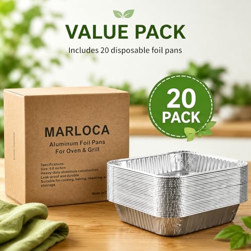 8x8 Aluminum Foil Pans with Clear Lids 20 Pack - Cake Baking Pans