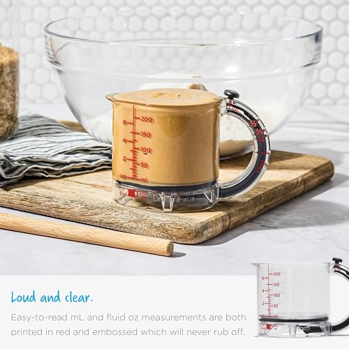 Dreamfarm Upcup All-in-1 Adjustable Measuring Cup, Metric & Imperial Measurements up to 1 Cup - Black/Clear - size: 1 Cup
