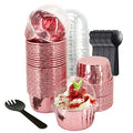 LNYZQUS Foil Cupcake Liners with Dome Lids, 5oz Mini Baking Cups - color: Rose Gold, size: 50 Pack
