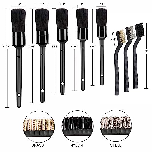 HMPLL 10pcs Detailing Brush Set, Multi-Purpose Car Detailing Brushes - color: black-10pcs
