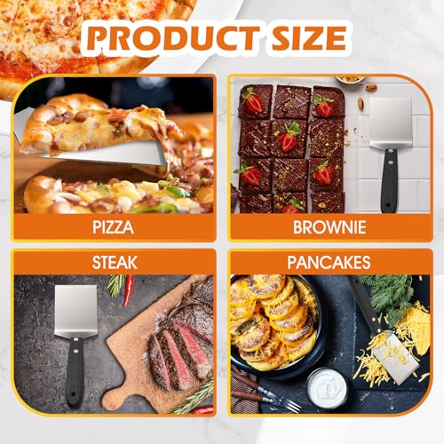 BBTO 20 Pcs Stainless Steel Pizza Servers with Wooden Handle 8x2.5", Black - color: Black