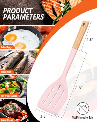Badiano Silicone Spatula, Non Stick Turner for Cooking, Food Grade, Pink - color: Pink